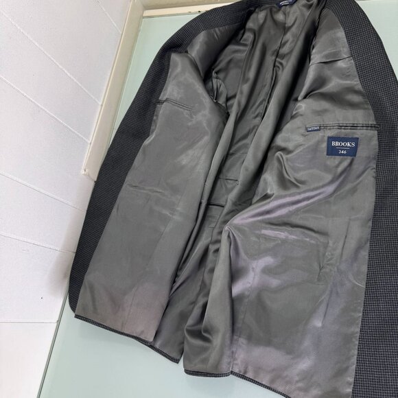 Brooks Brothers 346 Blazer Sport Coat Jacket 50R Houndstooth 100% Worsted Wool - Picture 3 of 10